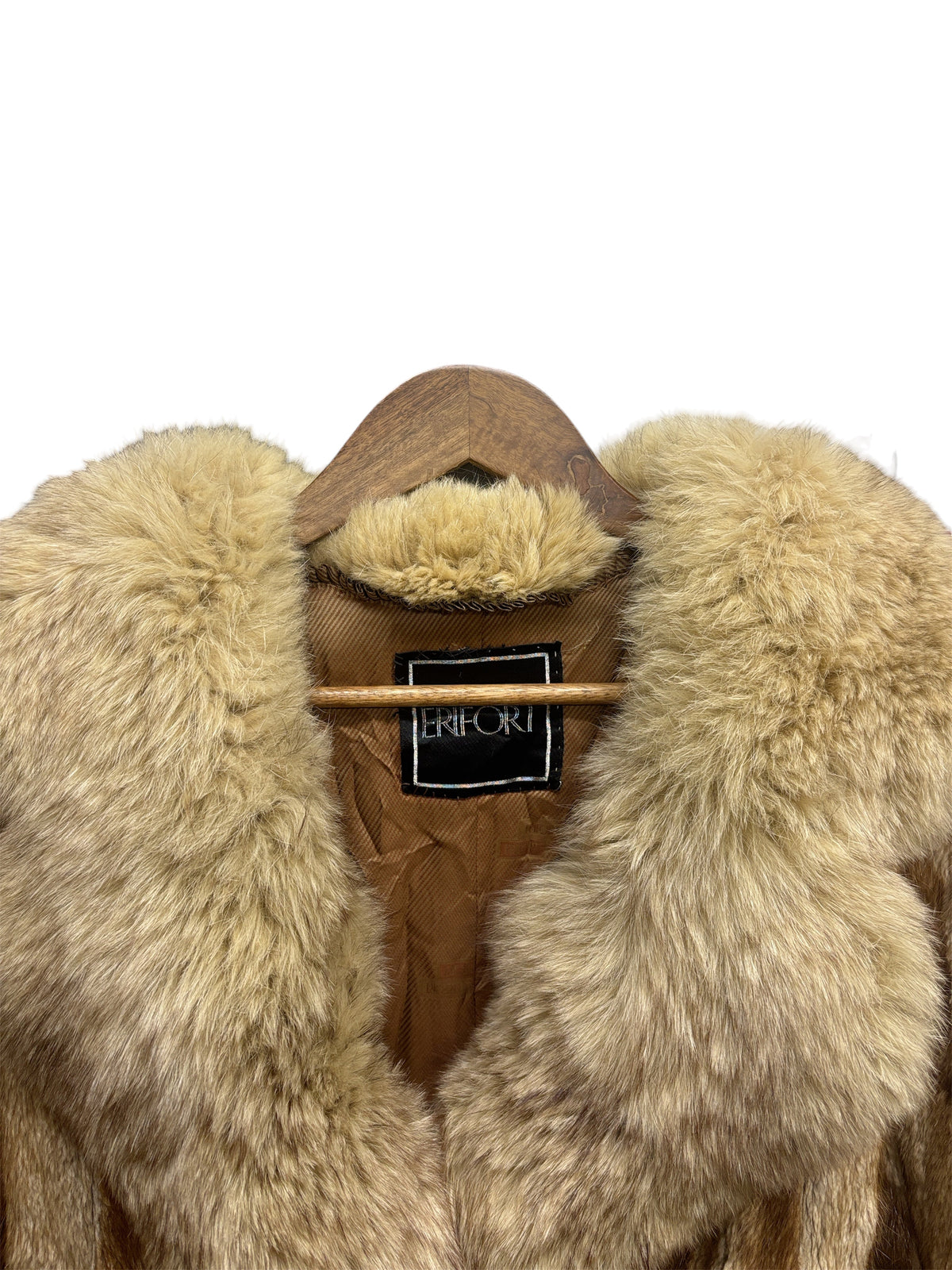 Vintage Erifort Sandy Tan Fox Fur Trim Mink Body Fur Coat