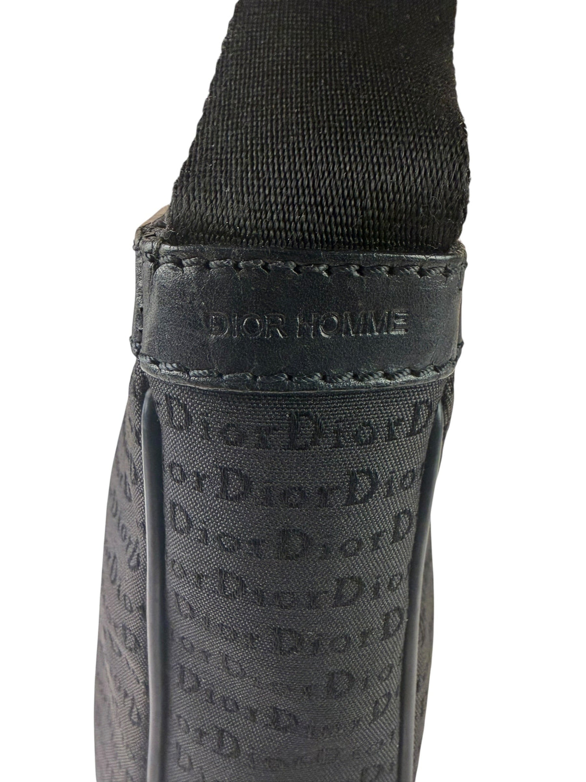 Christian Dior Black Leather Trim Canvas Dior Print Crossbody Bag