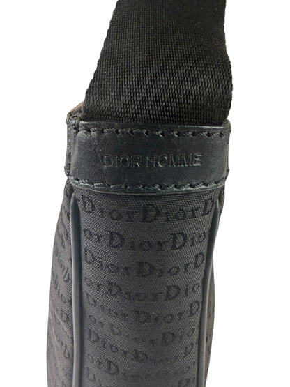 Christian Dior Black Leather Trim Canvas Dior Print Crossbody Bag