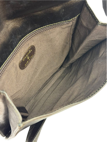 Chanel Vintage Metallic Bronze Lambskin Logo Messenger Bag 1997