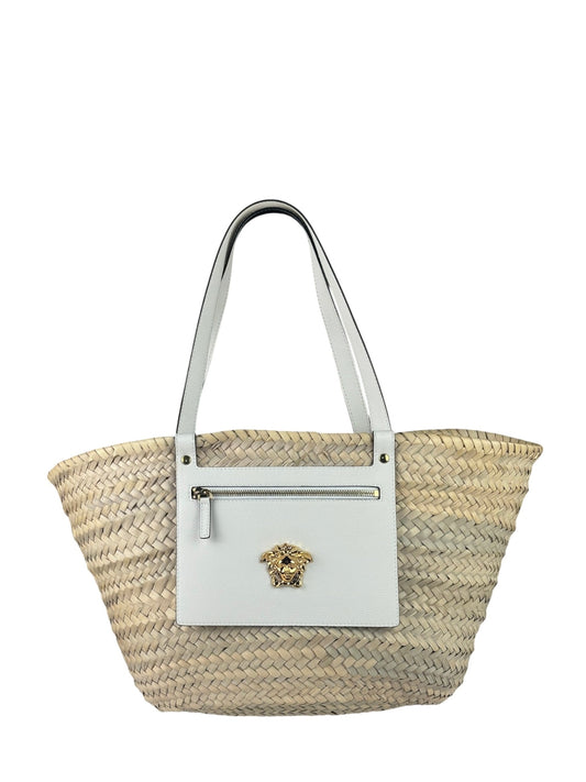 Versace Leather Trim Basket Bag