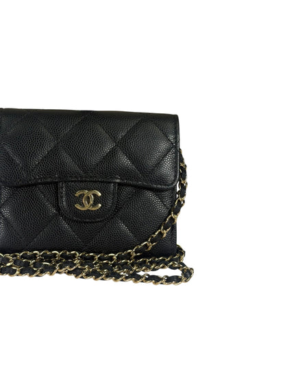 Chanel Black Caviar Quilted Card Holder 2019