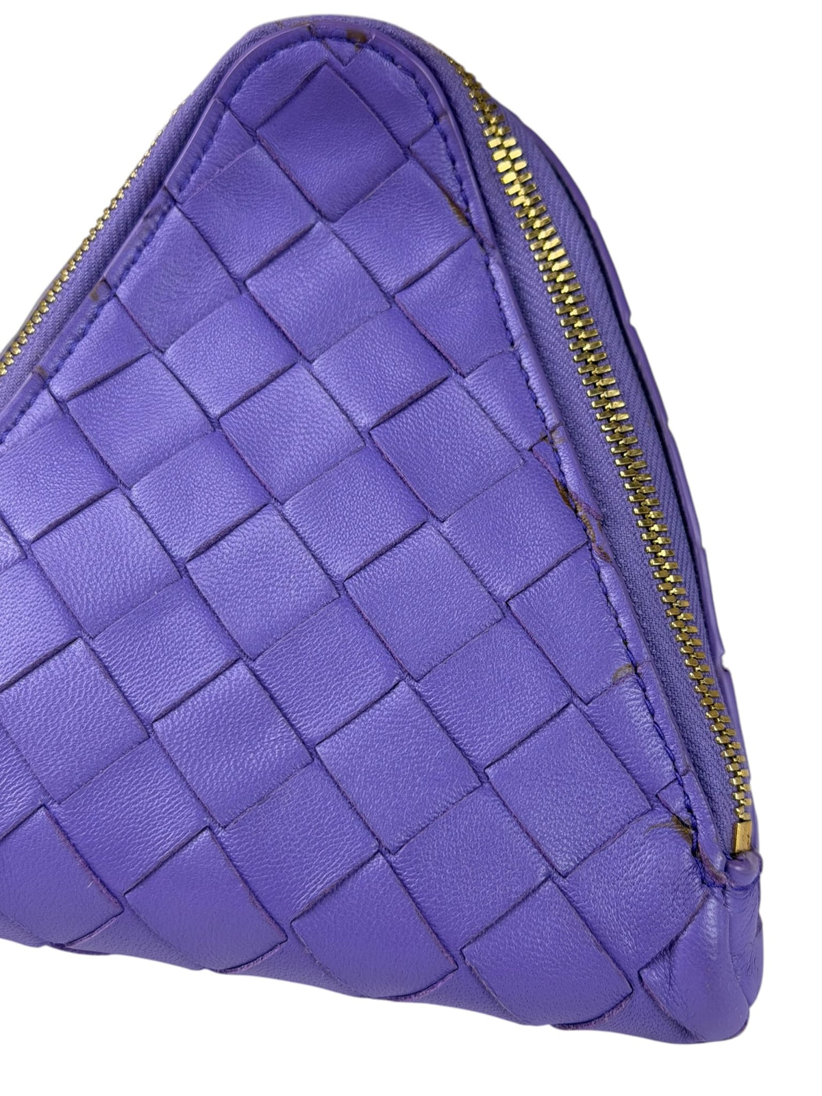 Bottega Veneta Purple Leather Nano Pyramid Pouch