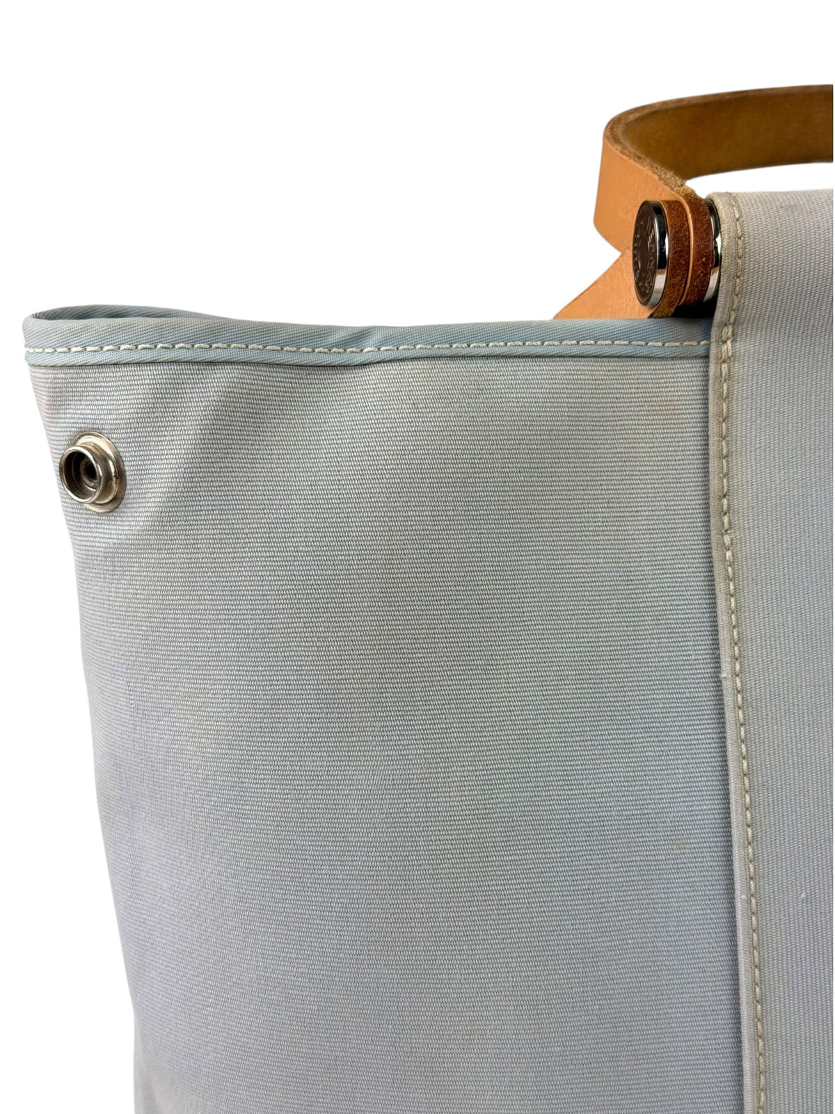 Hermes Light Blue Canvas Leather Trim Cabag Elan Tote