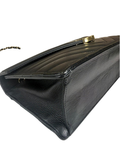 Chanel Black Calfskin Chevron Envelop Flap Bag 2019