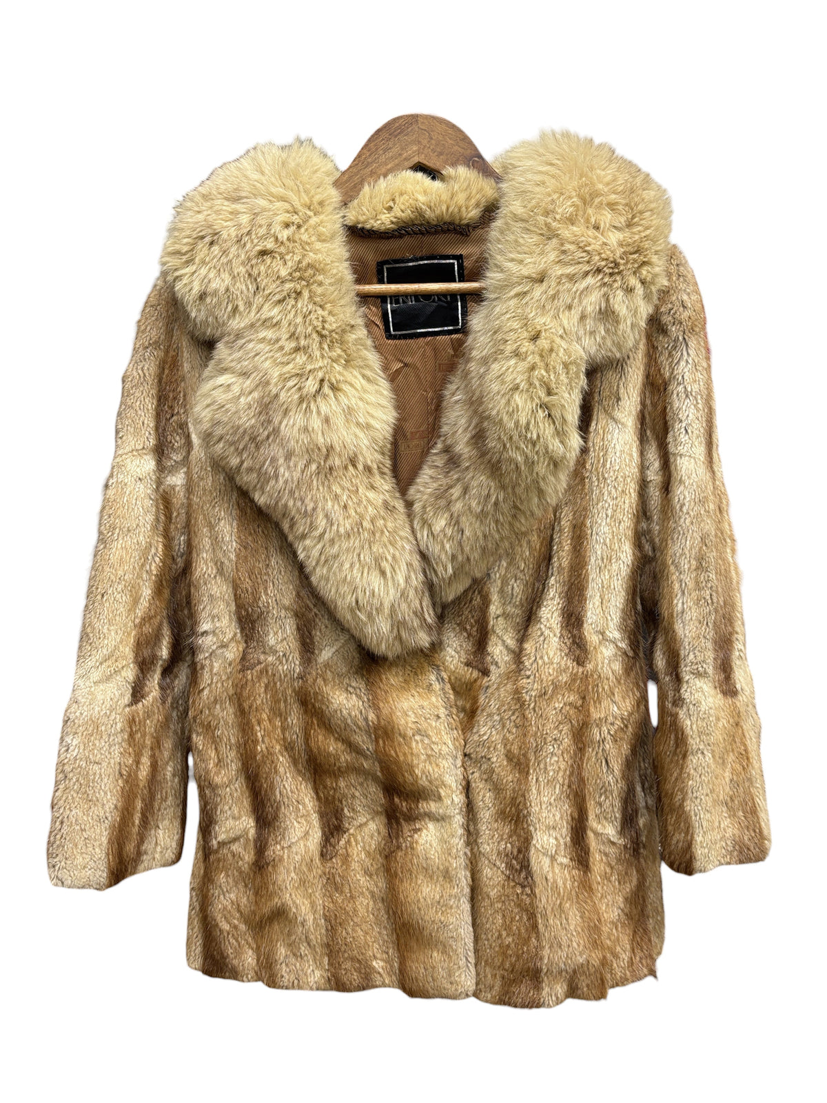 Vintage Erifort Sandy Tan Fox Fur Trim Mink Body Fur Coat