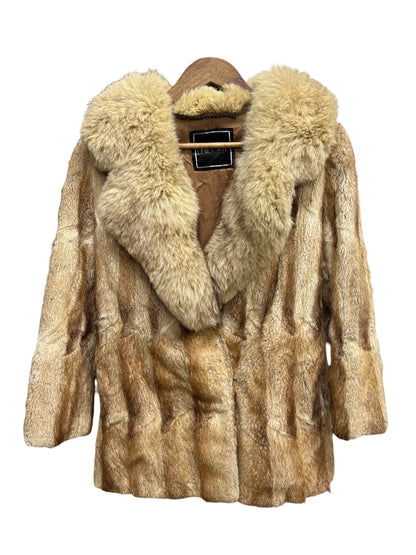 Vintage Erifort Sandy Tan Fox Fur Trim Mink Body Fur Coat
