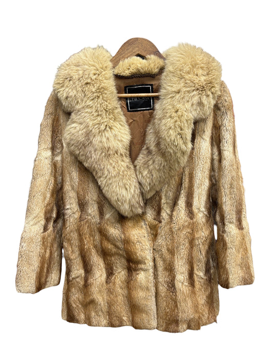 Vintage Erifort Sandy Tan Fox Fur Trim Mink Body Fur Coat