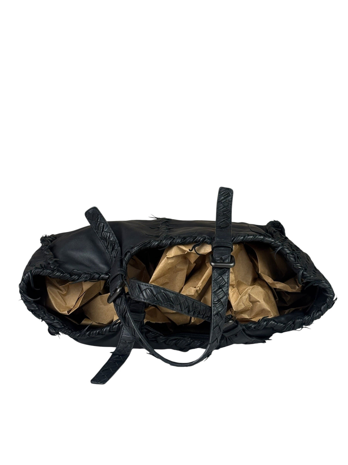 Bottega Veneta Black Intrecciato Fringe Shoulder Bag