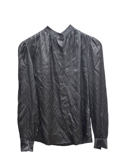 Saint Laurent Paris YSL Silk Brilliant Cassandre Noir Button Shirt