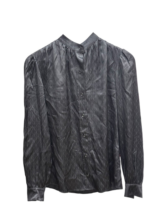 Saint Laurent Paris YSL Silk Brilliant Cassandre Noir Button Shirt