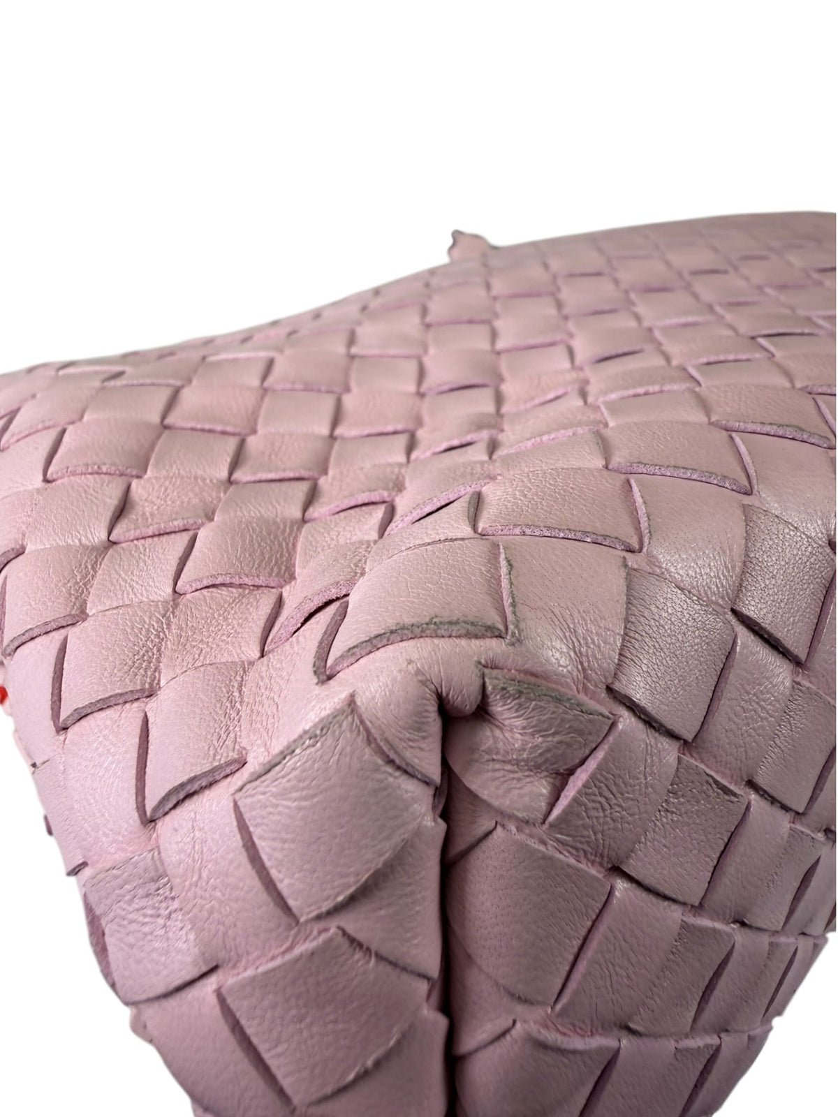 Bottega Veneta Baby Pink Leather Intrecciato Embroidered Flap Bag