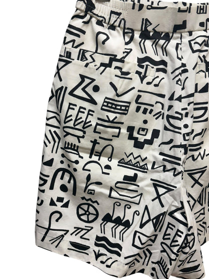 Christian Dior White/Black Hieroglyphic Style Print Sports Shorts