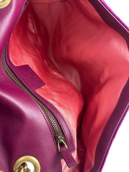 Gucci Magenta Velvet Marmont Matelasse Shoulder Bag