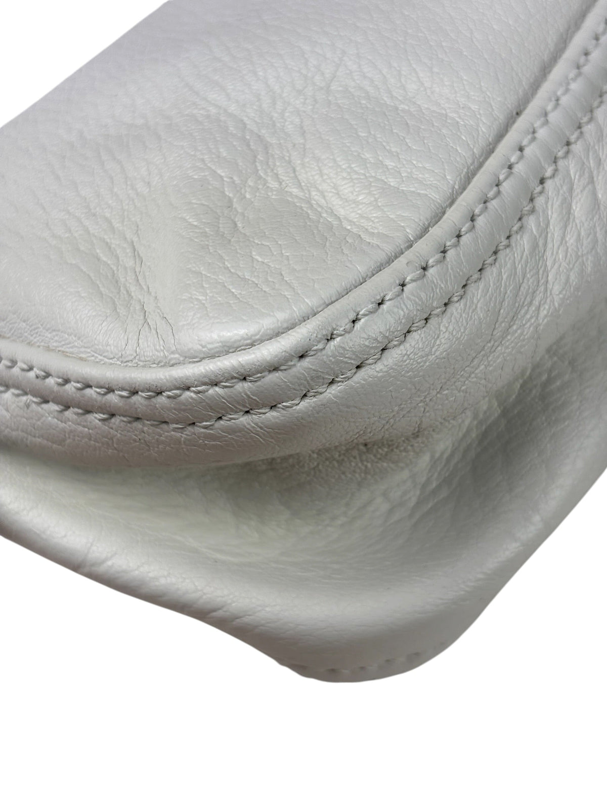 Fendi White Leather Baguette