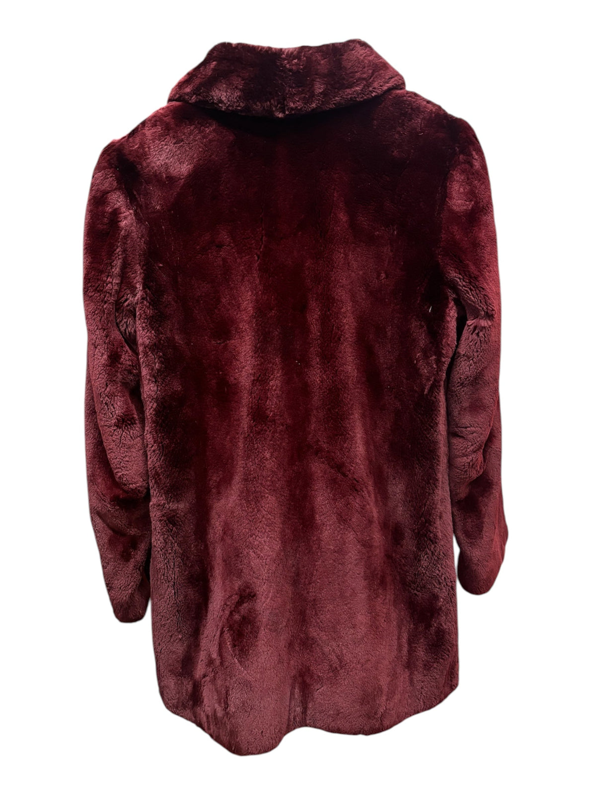 Fellini Burgundy Synthetic Faux Fur Coat