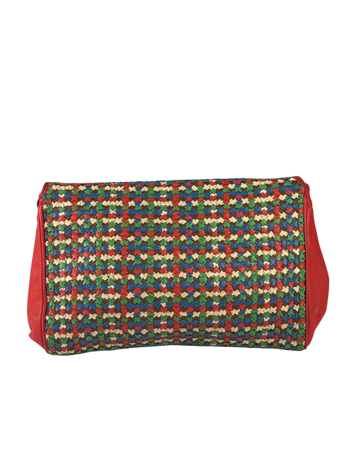 Fendi Colorblock Leather Woven Shoulder Bag
