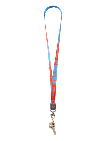 Chanel Coco Mark Nylon Strap Key Lanyard Blue