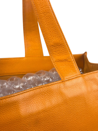 Chanel Vintage Orange Caviar Leather Tote 1989