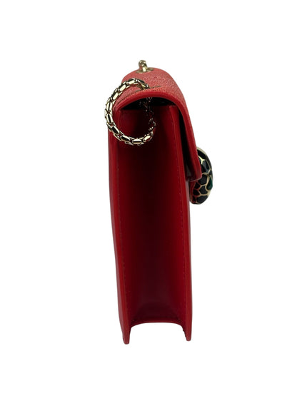 Bvlgari Red Calfskin Serpenti Forever Galuchat Crossbody Bag