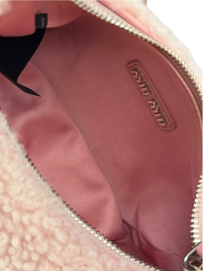 Miu Miu Pink Wool Teddy Two-Way Hobo Bag