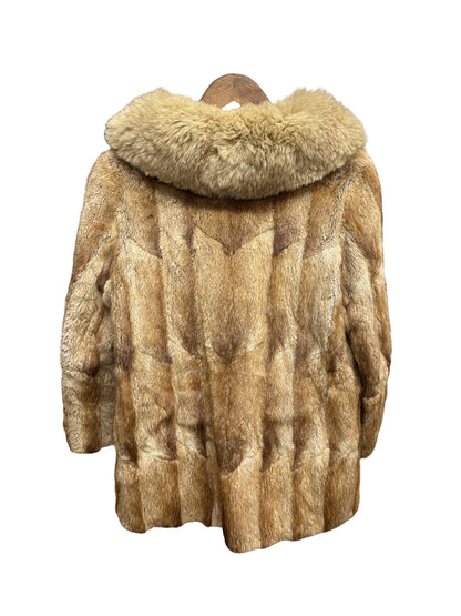 Vintage Erifort Sandy Tan Fox Fur Trim Mink Body Fur Coat