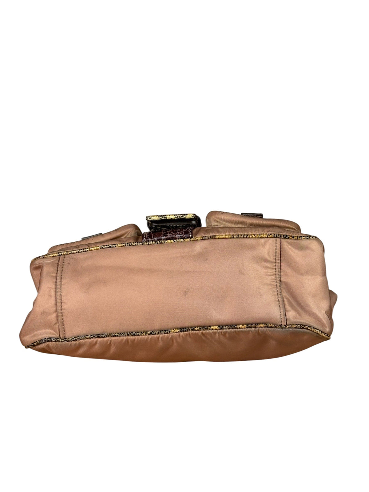 Prada Soft Dusty Rose Tessuto Nylon Snakeskin Trim Multi-Pocket Shoulder Bag