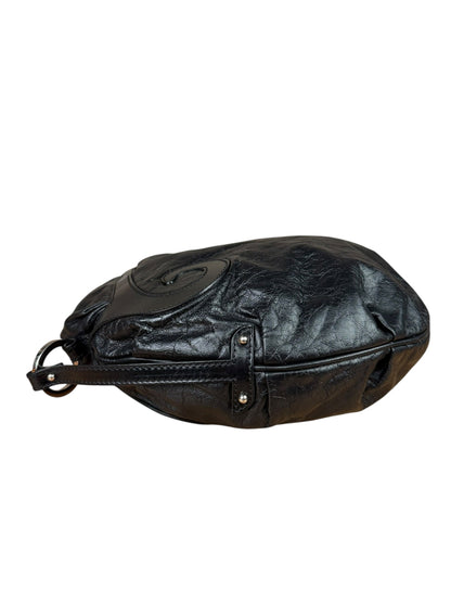 Fendi Vintage Black Leather Oyster Hobo Bag
