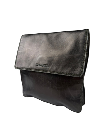 Chanel Vintage Metallic Bronze Lambskin Logo Messenger Bag 1997