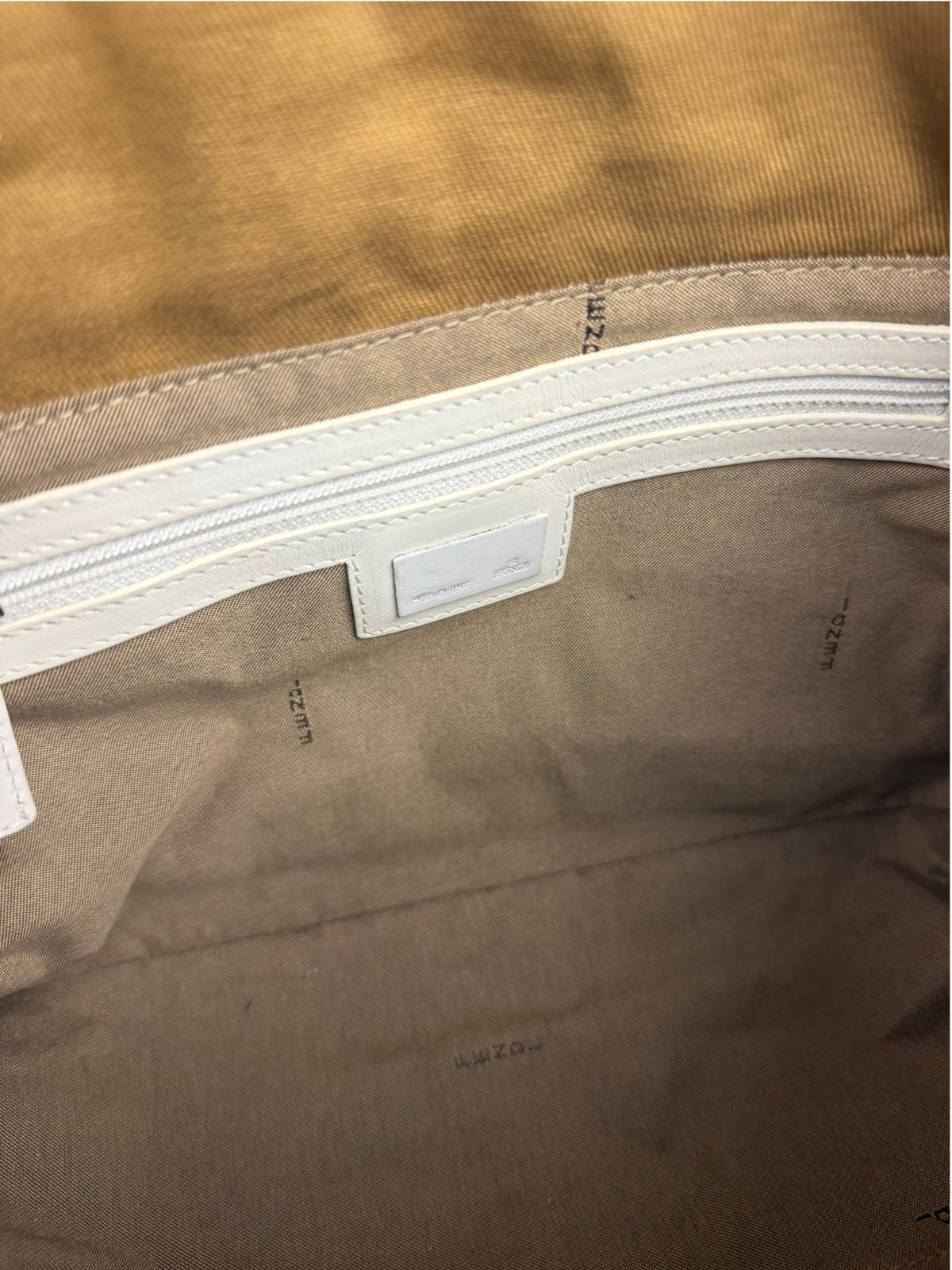 Fendi Vintage Beige Canvas Rubber FF Print Mamma Baguette