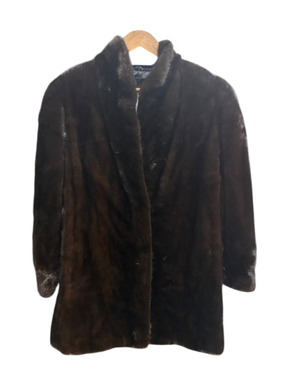 Vintage Saga Ranched Mink Dark Brown Fur Coat