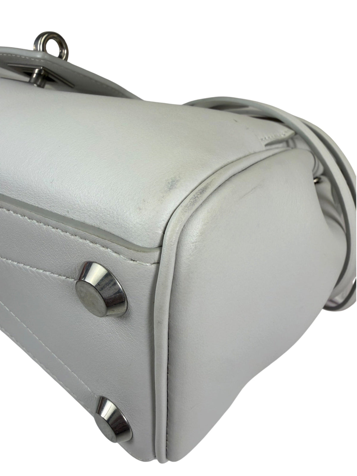 Balenciaga White Leather Bel Air Carry All Handbag