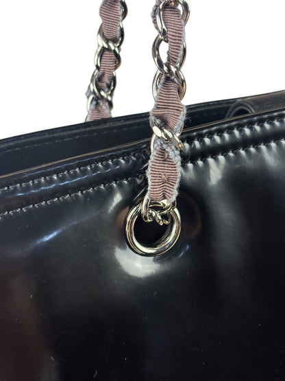 Chanel Black Patent Leather Quilted Lipstick Tote 2011