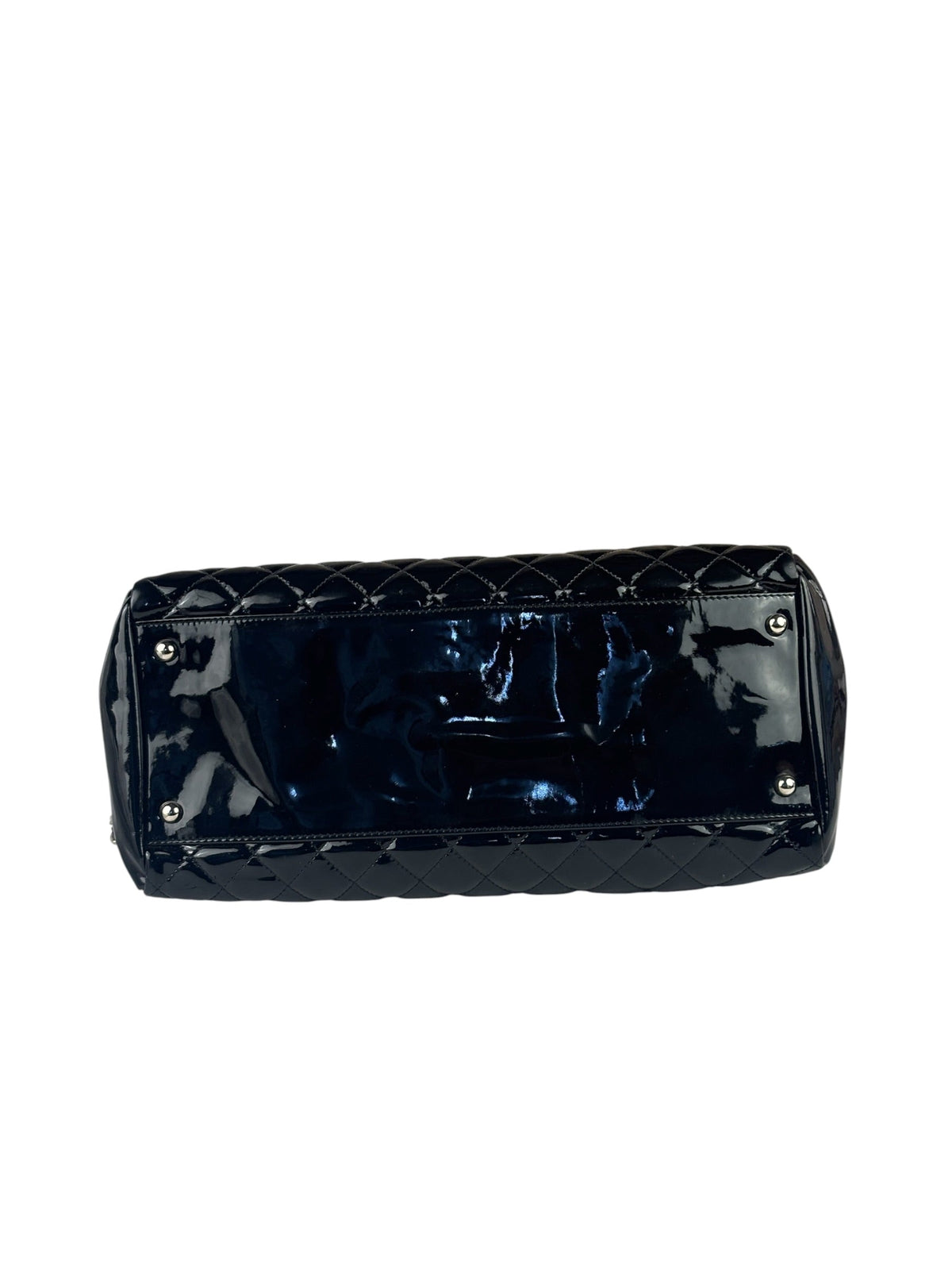 Chanel Large Black Patent Leather Mademoiselle Bowling Bag 2011-12