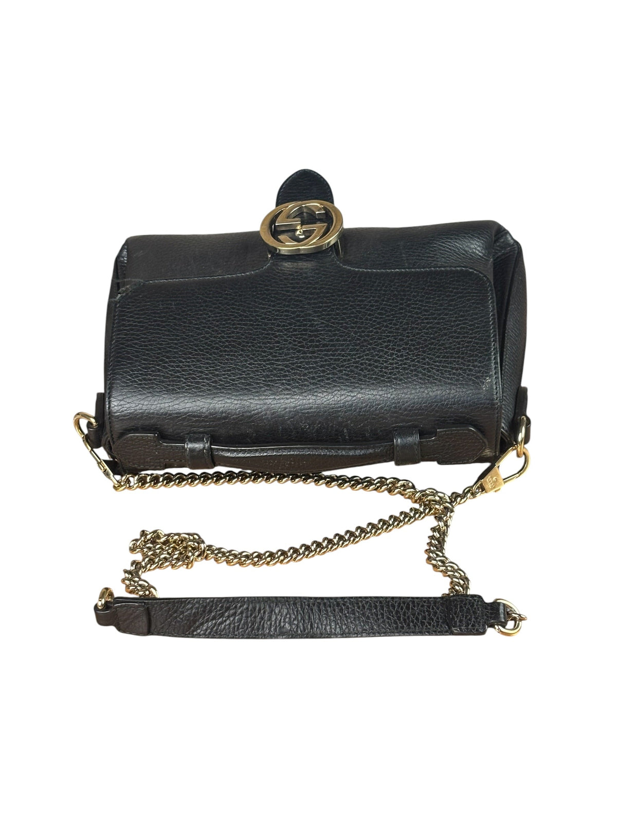 Gucci Black Calfskin Small Dollar Interlocking G Two-Way Bag