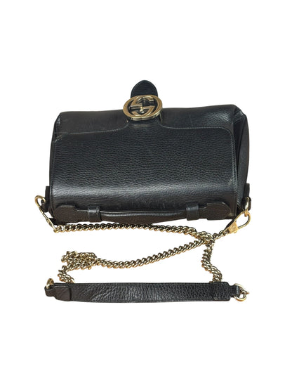 Gucci Black Calfskin Small Dollar Interlocking G Two-Way Bag