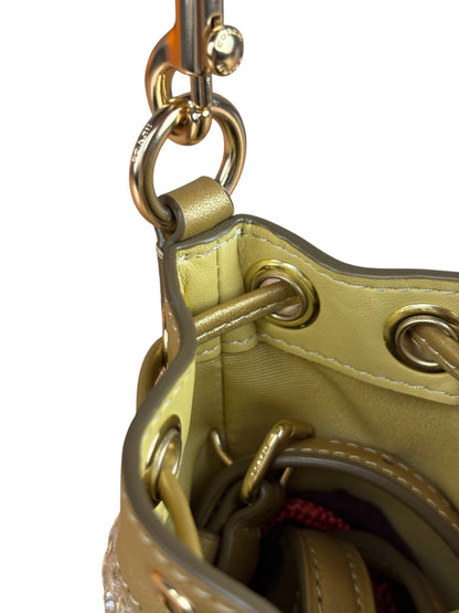 Coach Yellow Gold Mini Bucket Crystal Two-Way Bag