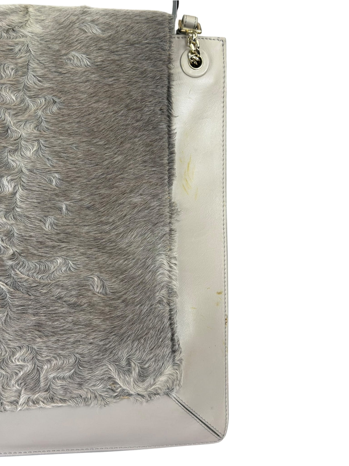 Jasonwu Grey Leather Lamb Fur Flap Tote