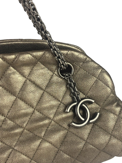 Chanel Metallic Gold Quilted Caviar Just Mademoiselle Bowling Bag 2010