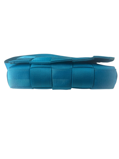 Bottega Veneta Teal Blue Intrecciato Cassette Flap Crossbody Bag