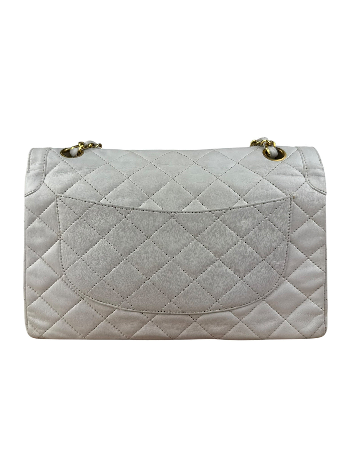 Chanel CC White Quilted Double Flap Bag 1988