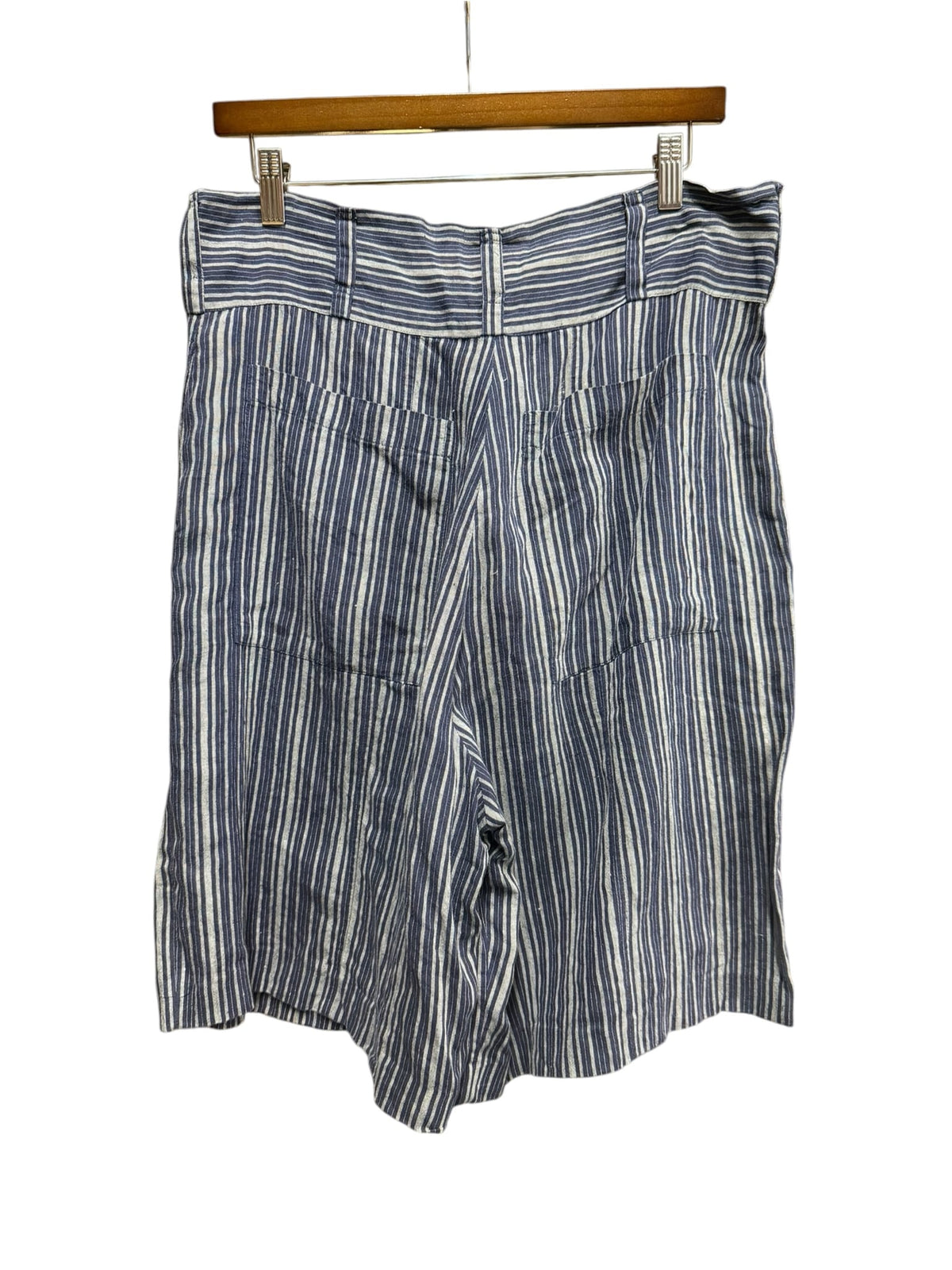 Dries Van Noten Striped Linen Shorts Navy