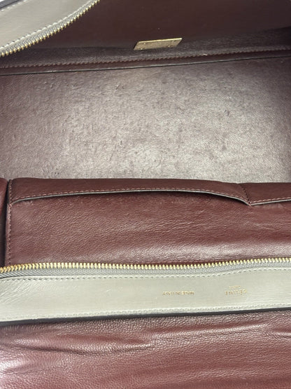 Celine Grey Suede/Leather Crocodile Embossed Trapeze Two-Way Bag
