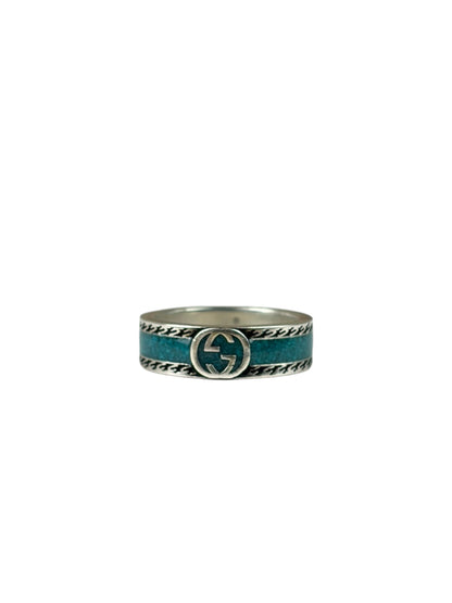 Gucci SS Silver & Turquoise Enamel Band Ring