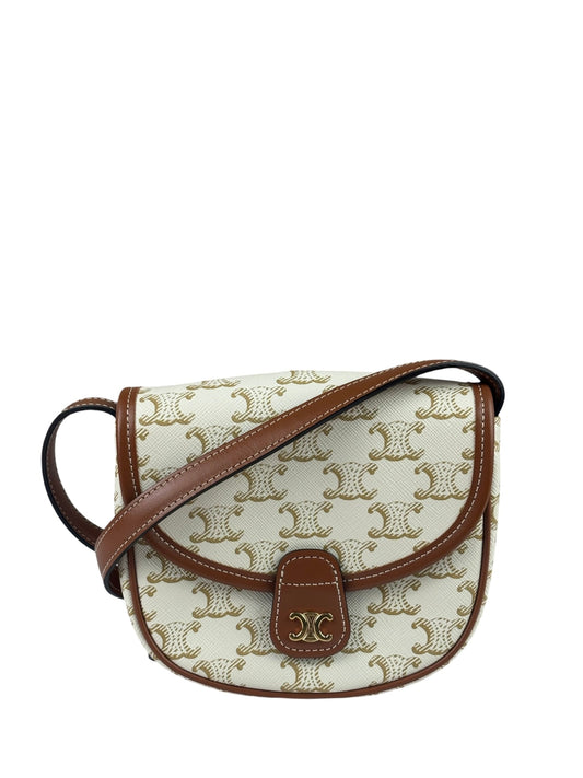 Celine White Leather Macadam Nano Triomphe Besace Shoulder Bag
