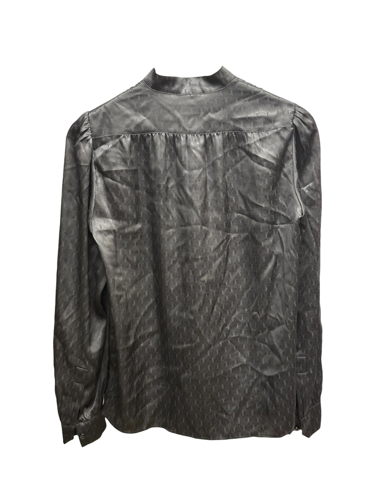 Saint Laurent Paris YSL Silk Brilliant Cassandre Noir Button Shirt