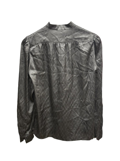 Saint Laurent Paris YSL Silk Brilliant Cassandre Noir Button Shirt