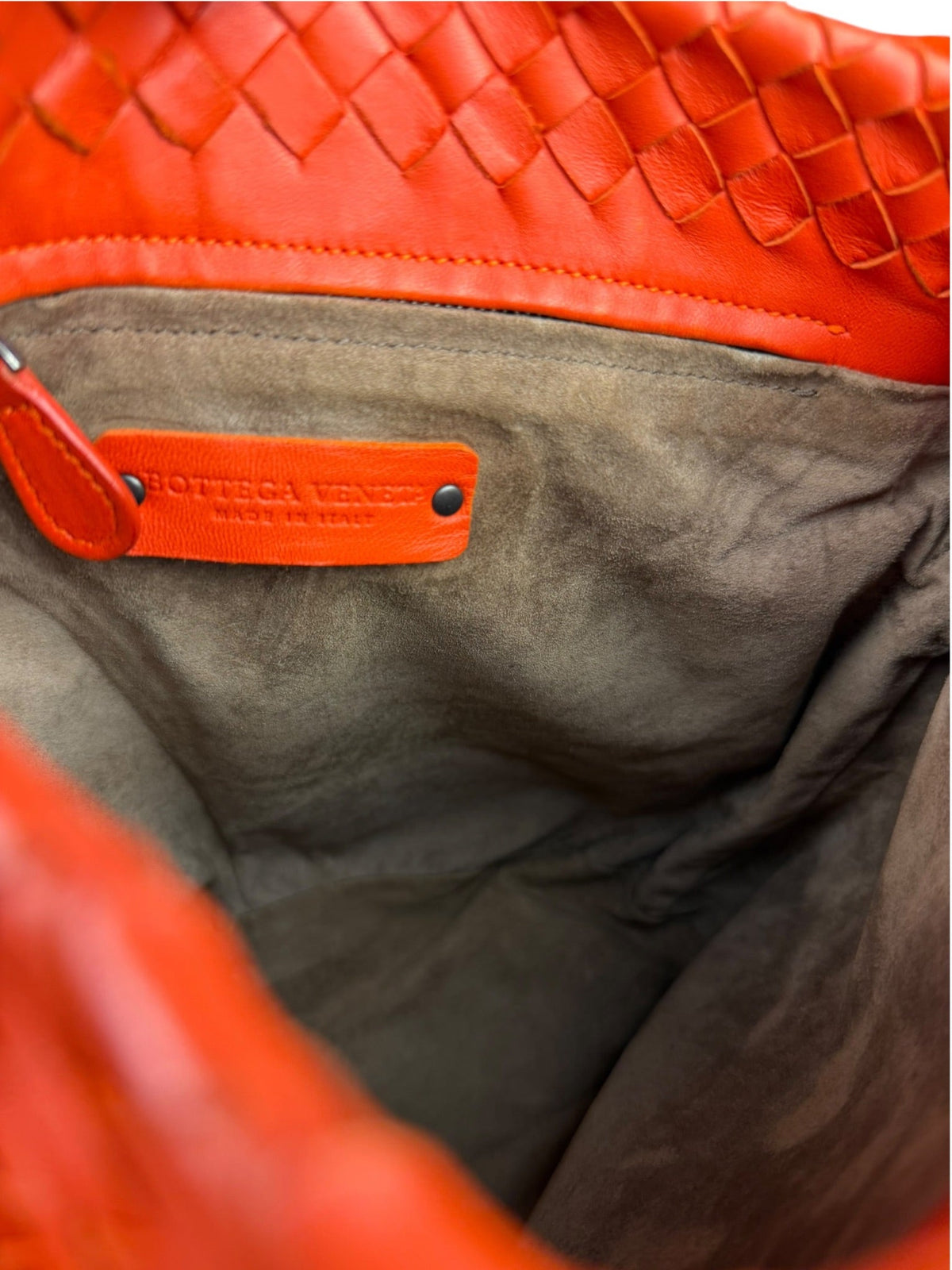 Bottega Veneta Sunset Orange Intrecciato Leather Hobo Tote