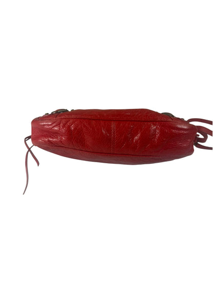 Balenciaga Red Lambskin Hip Moto Crossbody
