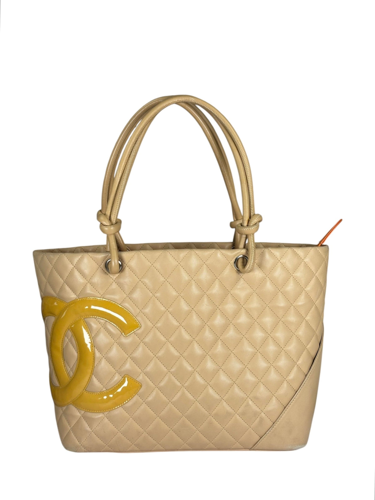 Chanel Beige Quilted Lambskin Linge Cambon Tote2005